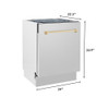 ZLINE Autograph Edition 24" 3rd Rack Top Control Tall Tub Dishwasher in Stainless Steel with Gold Handle, 51dBa (DWVZ-304-24-G)