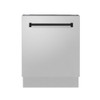 ZLINE Autograph Edition 24" 3rd Rack Top Control Tall Tub Dishwasher in Stainless Steel with Matte Black Handle, 51dBa (DWVZ-304-24-MB)