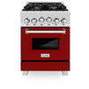 ZLINE 24" 2.8 cu. ft. Range with Gas Stove and Gas Oven in DuraSnow® Stainless Steel and Red Gloss Door (RGS-RG-24)