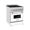 ZLINE 24" 2.8 cu. ft. Dual Fuel Range with Gas Stove and Electric Oven in DuraSnow® Stainless Steel and White Matte Door (RAS-WM-24)
