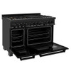 ZLINE 48" Black Stainless 6.0 cu.ft. 7 Gas Burner/Electric Oven Range with Brass Burners (RAB-BR-48)