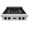 ZLINE Autograph Edition 30" Porcelain Rangetop with 4 Gas Burners in DuraSnow® Stainless Steel and Matte Black Accents (RTSZ-30-MB)