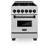 ZLINE Autograph Edition 24" 2.8 cu. ft. Dual Fuel Range with Gas Stove and Electric Oven in DuraSnow® Stainless Steel with Matte Black Accents (RASZ-SN-24-MB)