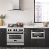 ZLINE Autograph Edition 30" 4.0 cu. ft. Dual Fuel Range with Gas Stove and Electric Oven in DuraSnow® Stainless Steel with Matte Black Accents (RASZ-SN-30-MB)