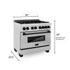 ZLINE Autograph Edition 36" 4.6 cu. ft. Dual Fuel Range with Gas Stove and Electric Oven in DuraSnow® Stainless Steel with Matte Black Accents (RASZ-SN-36-MB)