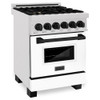 ZLINE Autograph Edition 24" 2.8 cu. ft. Dual Fuel Range with Gas Stove and Electric Oven in DuraSnow® Stainless Steel with White Matte Door and Matte Black Accents (RASZ-WM-24-MB)