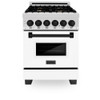 ZLINE Autograph Edition 24" 2.8 cu. ft. Dual Fuel Range with Gas Stove and Electric Oven in DuraSnow® Stainless Steel with White Matte Door and Matte Black Accents (RASZ-WM-24-MB)