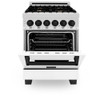 ZLINE Autograph Edition 24" 2.8 cu. ft. Dual Fuel Range with Gas Stove and Electric Oven in DuraSnow® Stainless Steel with White Matte Door and Matte Black Accents (RASZ-WM-24-MB)