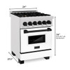 ZLINE Autograph Edition 24" 2.8 cu. ft. Dual Fuel Range with Gas Stove and Electric Oven in DuraSnow® Stainless Steel with White Matte Door and Matte Black Accents (RASZ-WM-24-MB)