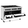 ZLINE Autograph Edition 48" 6.0 cu. ft. Dual Fuel Range with Gas Stove and Electric Oven in DuraSnow® Stainless Steel with White Matte Door and Matte Black Accents (RASZ-WM-48-MB)