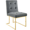 Modway Privy Gold Stainless Steel Performance Velvet Dining Chair Set of 2 EEI-4152-GLD-CHA Gold Charcoal