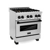 ZLINE Autograph Edition 30" 4.0 cu. ft. Dual Fuel Range with Gas Stove and Electric Oven in Stainless Steel with Matte Black Accents (RAZ-30-MB)