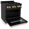 ZLINE Autograph Edition 30" 4.0 cu. ft. Dual Fuel Range with Gas Stove and Electric Oven in Black Stainless Steel with Gold Accents (RABZ-30-G)