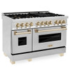 ZLINE Autograph Edition 48" 6.0 cu. ft. Dual Fuel Range with Gas Stove and Electric Oven in Stainless Steel with Gold Accents (RAZ-48-G)