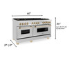 ZLINE Autograph Edition 60" 7.4 cu. ft. Dual Fuel Range with Gas Stove and Electric Oven in Stainless Steel with Gold Accents RAZ-60-G