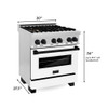 ZLINE Autograph Edition 30" 4.0 cu. ft. Dual Fuel Range with Gas Stove and Electric Oven in Stainless Steel with White Matte Door and Matte Black Accents (RAZ-WM-30-MB)