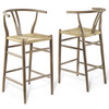 Modway Amish Wood Bar Stool Set of 2 EEI-4166-GRY