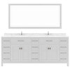 Virtu USA MD-2178-CMRO-WH Caroline Parkway 78" Bath Vanity in White with Cultured Marble Quartz Top