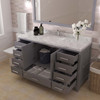 Virtu USA GS-50060-CMSQ-GR-001 Caroline Avenue 60" Bath Vanity in Gray with Cultured Marble Quartz Top and Sink