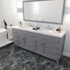 Virtu USA MD-2178-CMRO-GR-001 Caroline Parkway 78" Bath Vanity in Gray with Cultured Marble Quartz Top