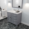 Virtu USA MS-2136R-CMSQ-GR-001 Caroline Parkway 36" Bath Vanity in Gray with Cultured Marble Quartz Top