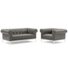 Modway Idyll Tufted Upholstered Leather Loveseat and Armchair EEI-4193-GRY-SET