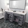 Virtu USA MD-2178-CMSQ-GR-NM Caroline Parkway 78" Bath Vanity in Gray with Cultured Marble Quartz Top