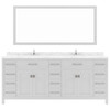 Virtu USA MD-2178-CMSQ-WH Caroline Parkway 78" Bath Vanity in White with Cultured Marble Quartz Top