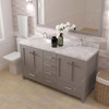 Virtu USA GD-50060-CMRO-CG Caroline Avenue 60" Bath Vanity in Gray with Cultured Marble Quartz Top