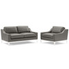 Modway Harness Stainless Steel Base Leather Loveseat & Armchair Set EEI-4200-GRY-SET