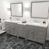 Virtu USA MD-2193-CMSQ-CG-NM Caroline Parkway 93" Bath Vanity in Gray with Cultured Marble Quartz Top