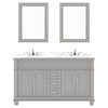 Virtu USA MD-2660-CMRO-GR-001 Victoria 60" Bath Vanity in Gray with Cultured Marble Quartz Top and Sinks