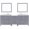 Virtu USA MD-2193-CMSQ-GR-001 Caroline Parkway 93" Bath Vanity in Gray with Cultured Marble Quartz Top