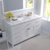 Virtu USA MS-2060-CMSQ-WH Caroline 60" Bath Vanity in White with Cultured Marble Quartz Top and Sink