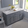 Virtu USA MD-2060-CMSQ-GR Caroline 60" Bath Vanity in Gray with Cultured Marble Quartz Top and Sinks