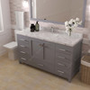 Virtu USA GS-50060-CMSQ-GR Caroline Avenue 60" Bath Vanity in Gray with Cultured Marble Quartz Top and Sink