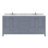 Virtu USA GD-50072-CMSQ-GR-NM Caroline Avenue 72" Bath Vanity in Gray with Cultured Marble Quartz Top