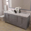 Virtu USA GD-50072-CMSQ-GR-NM Caroline Avenue 72" Bath Vanity in Gray with Cultured Marble Quartz Top