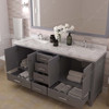 Virtu USA GD-50072-CMSQ-GR-NM Caroline Avenue 72" Bath Vanity in Gray with Cultured Marble Quartz Top