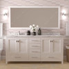 Virtu USA GD-50072-CMSQ-WH Caroline Avenue 72" Bath Vanity in White with Cultured Marble Quartz Top