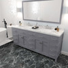 Virtu USA MD-2178-CMSQ-GR-001 Caroline Parkway 78" Bath Vanity in Gray with Cultured Marble Quartz Top