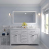 Virtu USA MD-2060-CMRO-WH-002 Caroline 60" Bath Vanity in White with Cultured Marble Quartz Top and Sinks