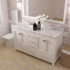 Virtu USA GD-50060-CMSQ-WH Caroline Avenue 60" Bath Vanity in White with Cultured Marble Quartz Top