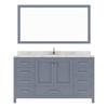 Virtu USA GD-50060-CMRO-GR Caroline Avenue 60" Bath Vanity in Gray with Cultured Marble Quartz Top