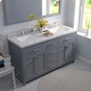 Virtu USA MD-2060-CMSQ-GR-NM Caroline 60" Bath Vanity in Gray with Cultured Marble Quartz Top and Sinks