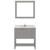 Virtu USA ES-30036-CMSQ-GR Winterfell 36" Bath Vanity in Gray with Cultured Marble Quartz Top and Sink