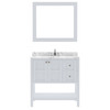 Virtu USA ES-30036-CMRO-WH Winterfell 36" Bath Vanity in White with Cultured Marble Quartz Top and Sink