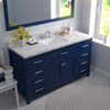 Virtu USA MS-2060-CMSQ-FB-001 Caroline 60" Bath Vanity in French Blue with Cultured Marble Quartz Top and Sink
