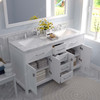Virtu USA MD-2060-CMSQ-WH-001 Caroline 60" Bath Vanity in White with Cultured Marble Quartz Top and Sinks