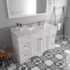 Virtu USA ES-25060-CMSQ-WH-002 Talisa 60" Single Bath Vanity in White with Cultured Marble Quartz Top and Sink